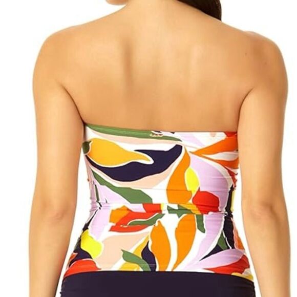 Anne Cole Women's Twist Front Shirred Bandeau Tankini Swim Top NWT - Picture 2 of 6